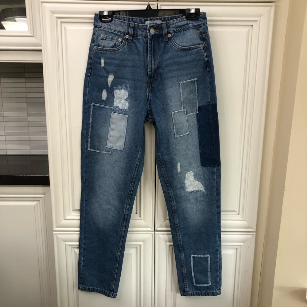 NWT Lucky Brand women’s Ultra Rise Mom patchwork jeans